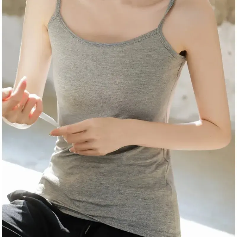2PCS Summer Sexy Camisoles Women No Pad Crop Top  Sleeveless Shirt Sexy Slim Tops Lady Bralette Strap Skinny Vest Camisoles