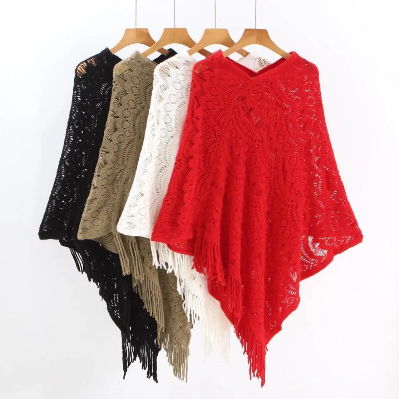 Women Spring Loose Shawl Scarf Tassel Poncho Women Elegant Oversized Pullover Knitted Hooded Ladies Bohemian Irregular Sweater