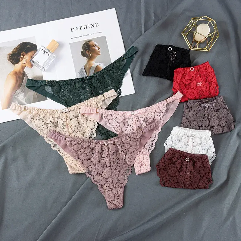 Lace Thong Women Lace Low Waist Panties Sexy Transparent Underwear Ladies Briefs Lingere Panty Underware Womens Lingerie