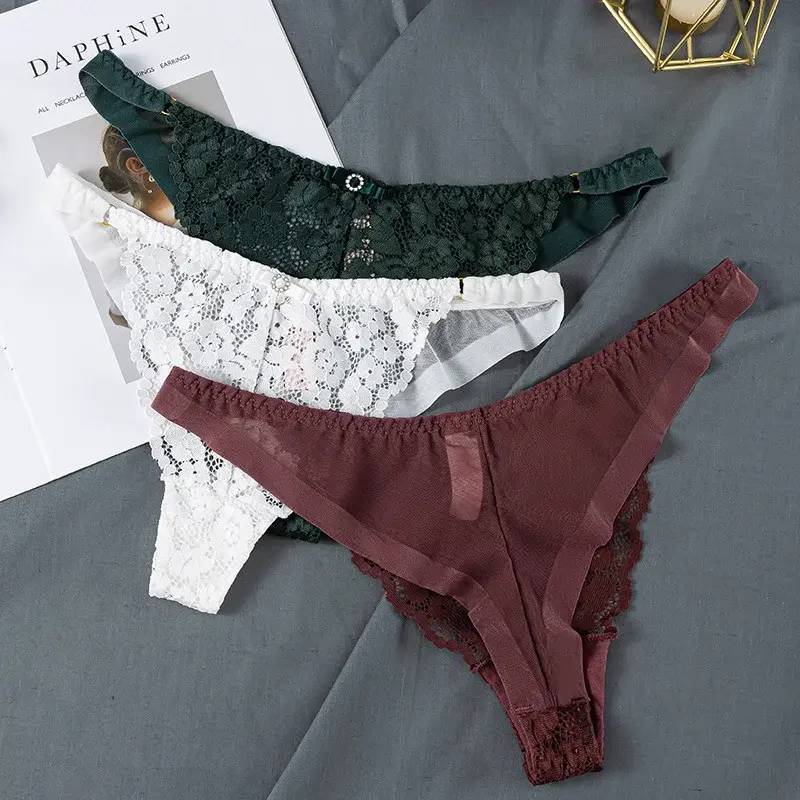 Lace Thong Women Lace Low Waist Panties Sexy Transparent Underwear Ladies Briefs Lingere Panty Underware Womens Lingerie
