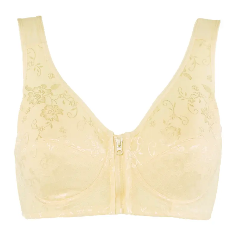 Womens Bra Lingerie Tops Zipper Front Buckle Bralette Brassiere Cotton Underwear Plus Size 75 80 85 90 95 100 105 B C D Cup