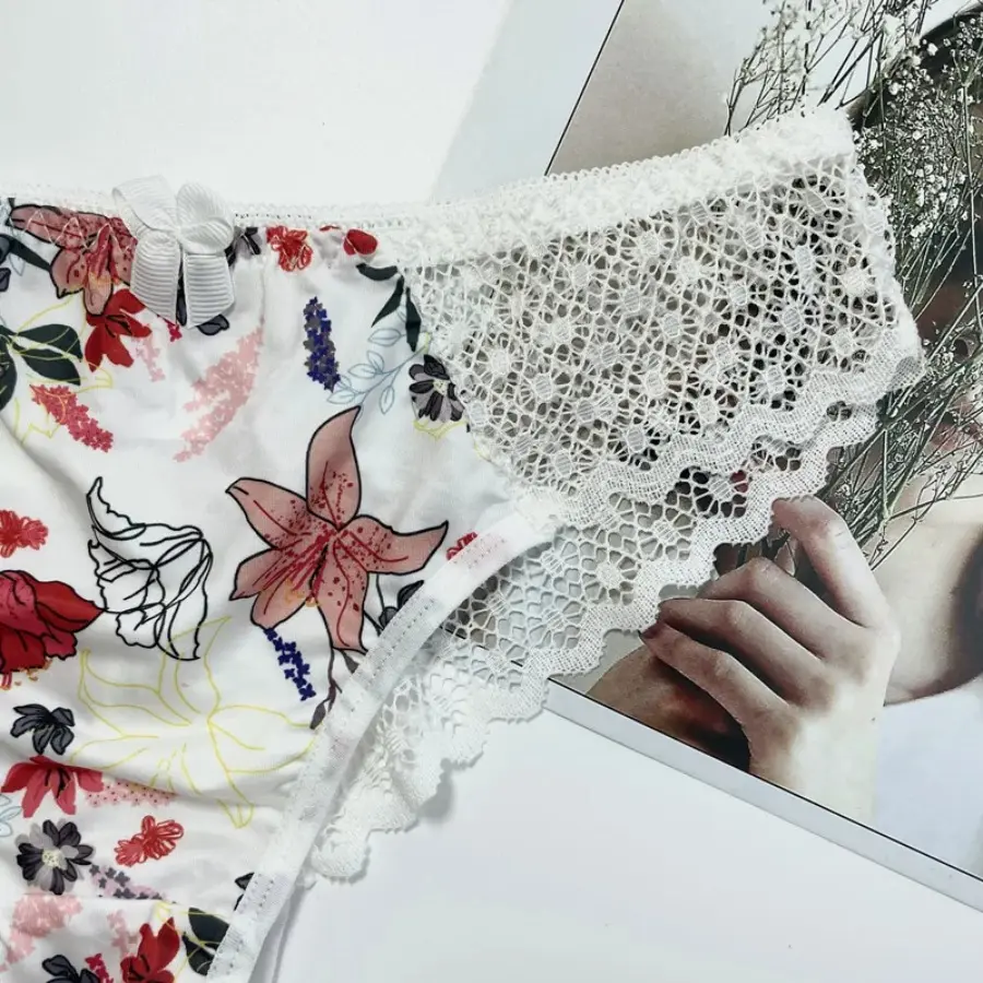 Luxury Floral Embroidery Lace Panties Women Briefs Sexy Hollow Out Bow Lingerie Female Underwear Ladies Breathable Underpants