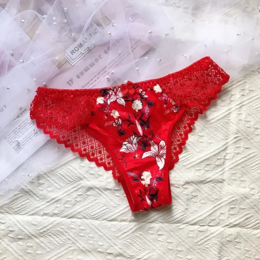 Luxury Floral Embroidery Lace Panties Women Briefs Sexy Hollow Out Bow Lingerie Female Underwear Ladies Breathable Underpants