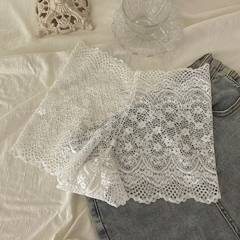 Sexy Lace Women's Underwear with Hollowed Out Mesh Mid Waist Four Corner Pants Seamless and Comfortable Stretch Shorts