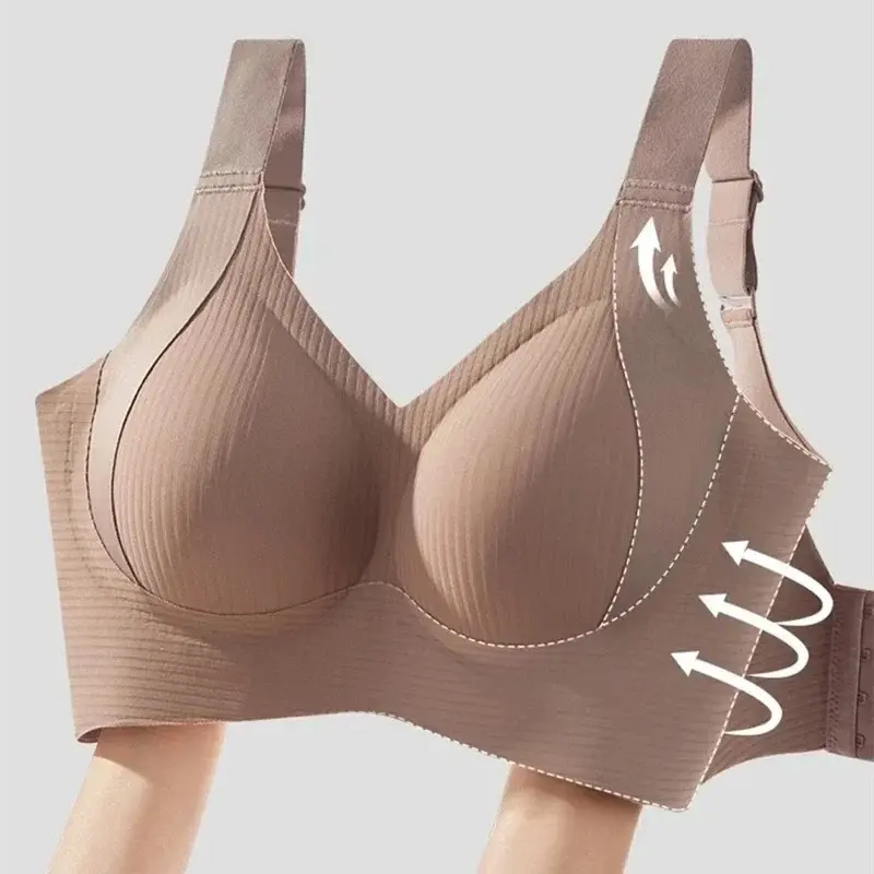 Women Widened Lifting Non Slip Shoulder Strap Bra Simple Casual No Trace Beautiful Back Full Cup Size Adjustable Underwear