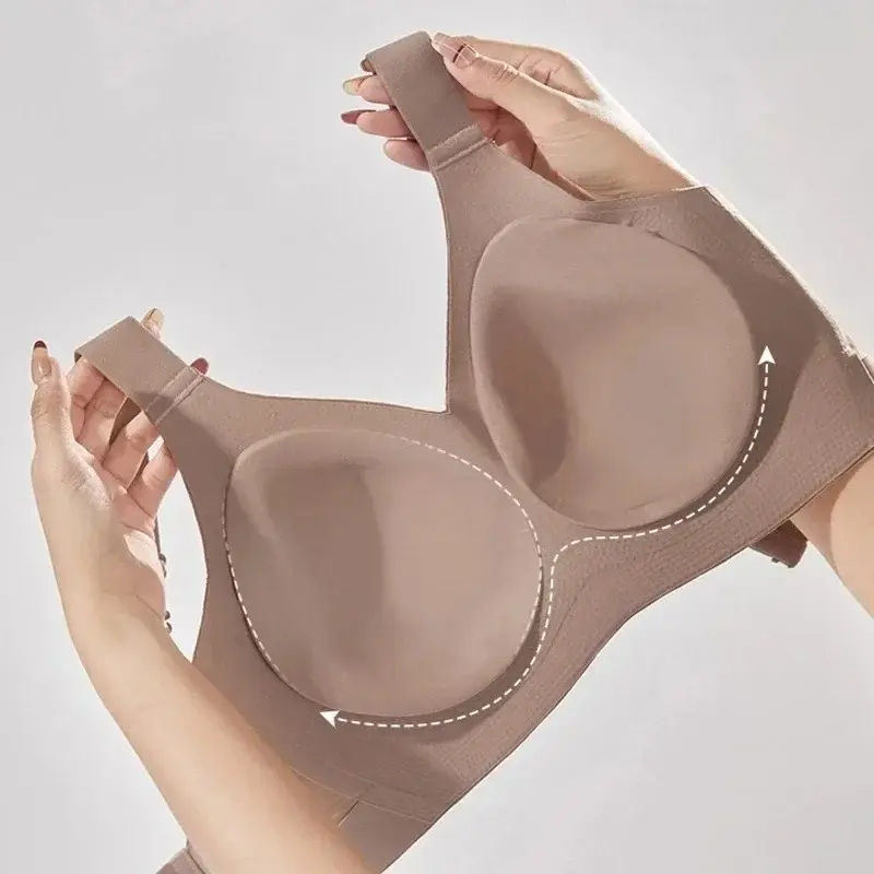 Women Widened Lifting Non Slip Shoulder Strap Bra Simple Casual No Trace Beautiful Back Full Cup Size Adjustable Underwear