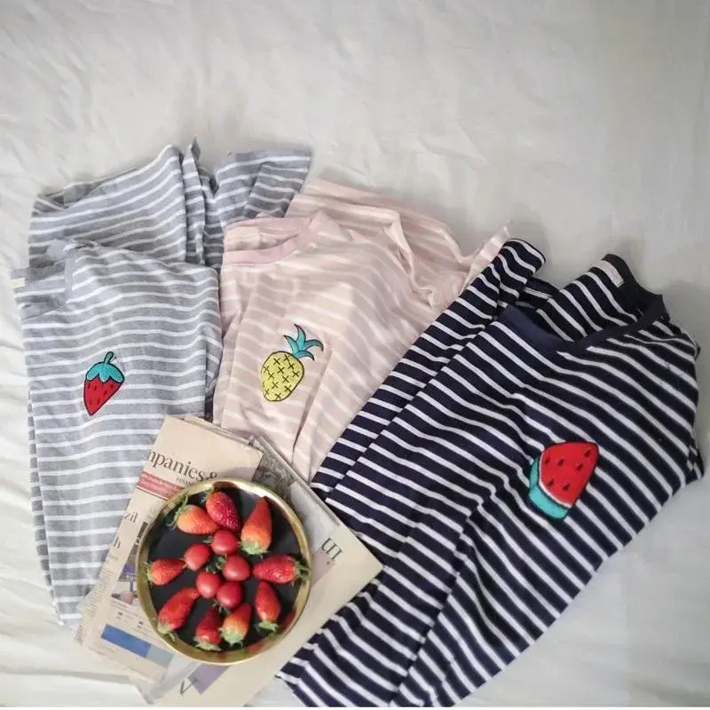 Fashion Beautiful Summer Nightdress Comfortable Homewear Friendly to Skin Stripes Pattern Lady Night Robe