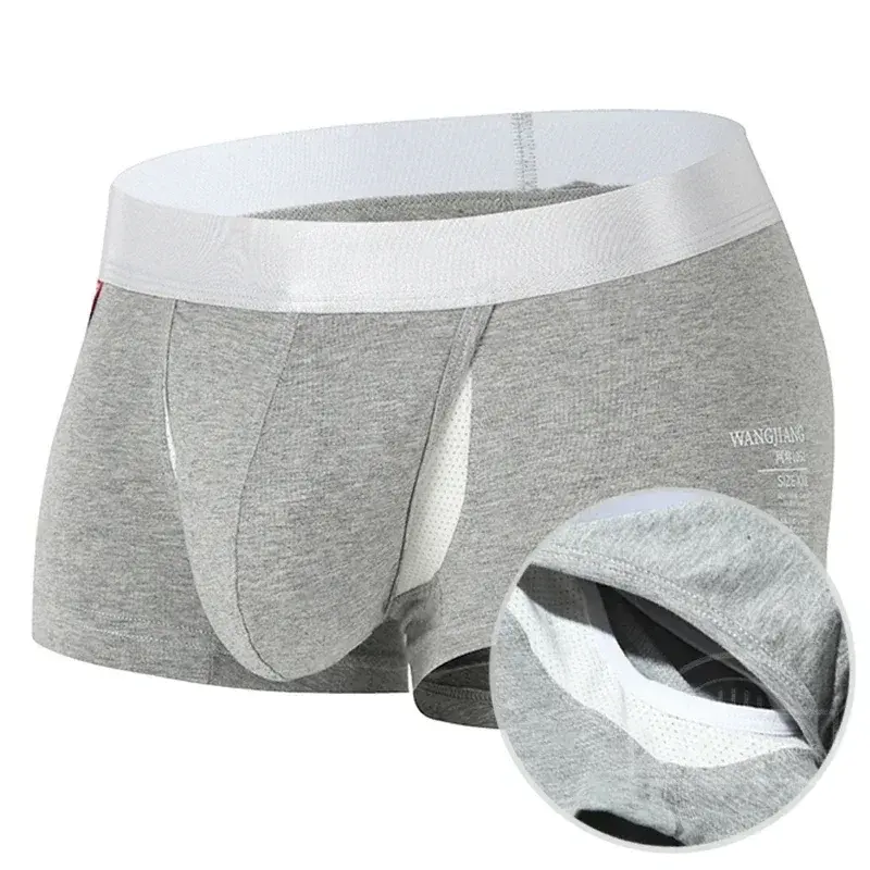 Open Front Underwear Men Cotton Sexy Men's Boxer Shorts Panties Breathable Pouch Bulge Underpants Male