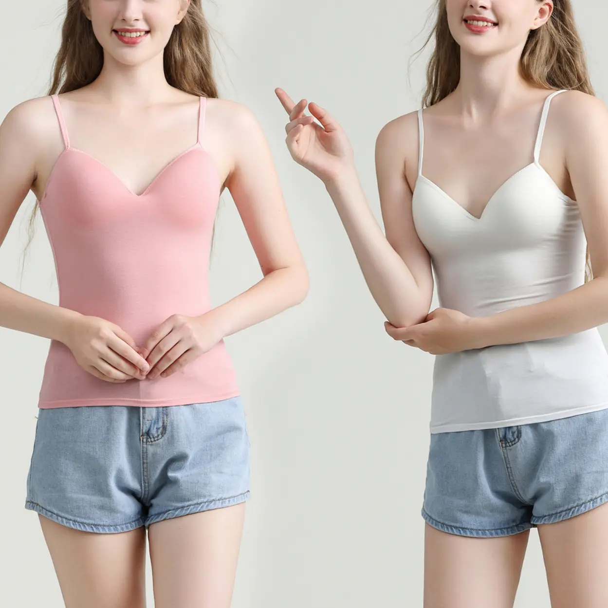 Sexy Women Solid Padded Bra Spaghetti Camisole Top Women Vest Female Camisole with Built in Bra Cami Top Vest Padded Tank Tops