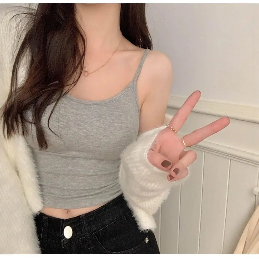 Women's Vest with Chest Cushion Integrated for Slim Fit Summer Backless Design Casual Thin Underwear Y2k Clothes