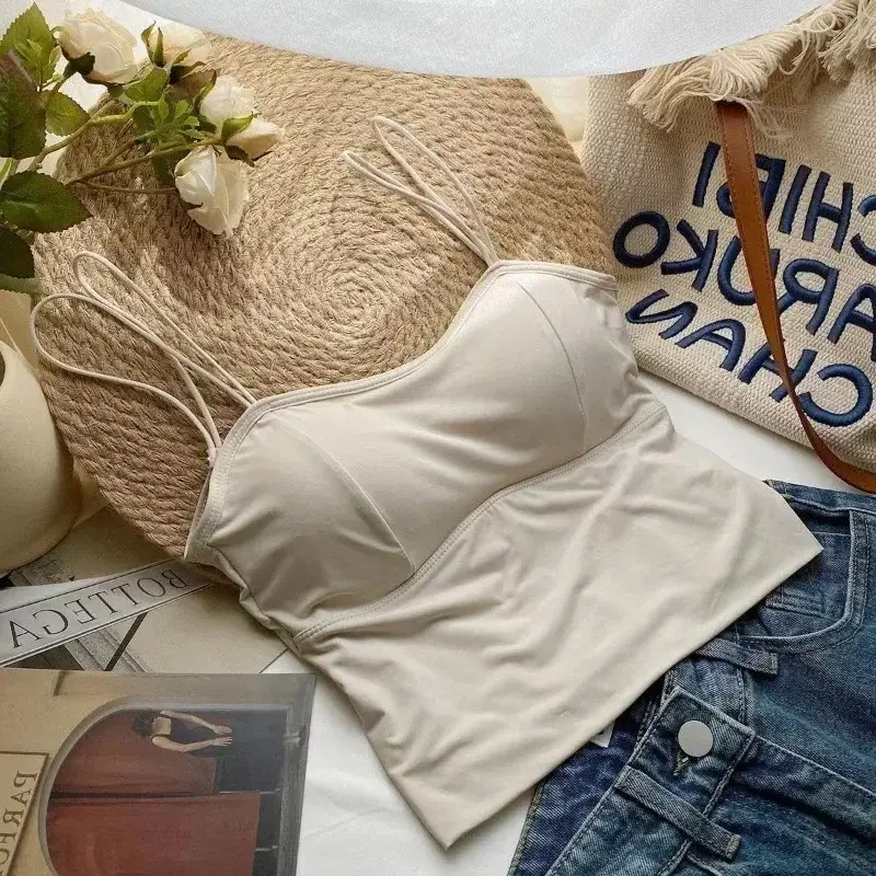 Basic Camisole Summer Women Solid Sport Strap Backless Bra Elastic Waist Outwear Ladies Fashion Streetwear Tank Top