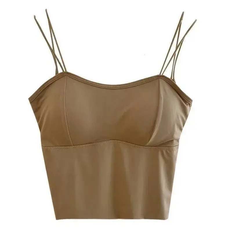 Basic Camisole Summer Women Solid Sport Strap Backless Bra Elastic Waist Outwear Ladies Fashion Streetwear Tank Top