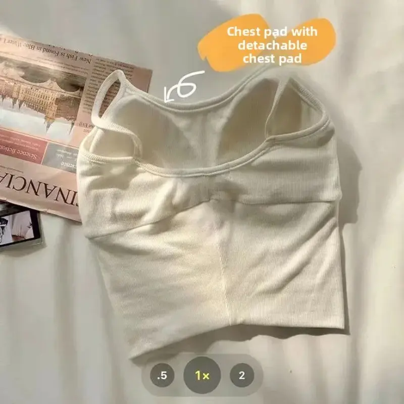 Women's Vest with Chest Cushion Integrated for Slim Fit Summer Backless Design Casual Thin Underwear Y2k Clothes