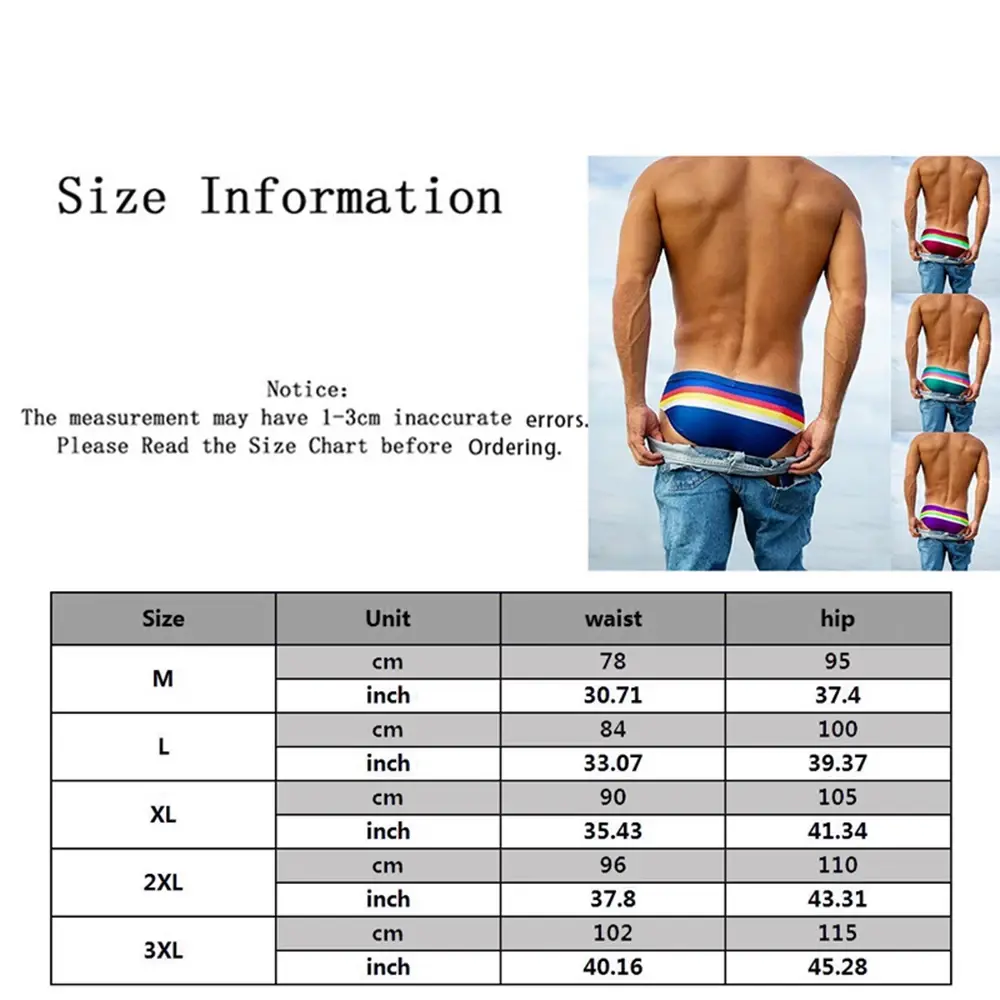 Mens Triangular Swimwear Low Rise Sexy Pouch Male Swimming Briefs Stripe Swimsuit Man Surf Swim Trunks Beach Shorts