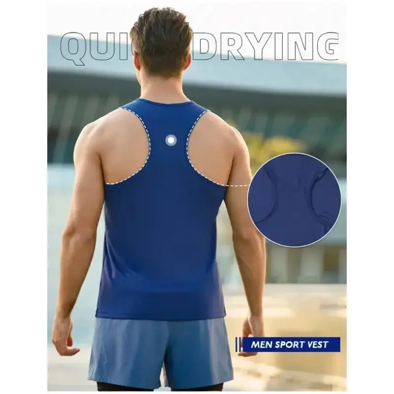 Men Sport Vest Outdoor Running Exercise Training Quick Dry Fitness Tops Jogging Sleeveless Shirt Basketball Racerback Singlets