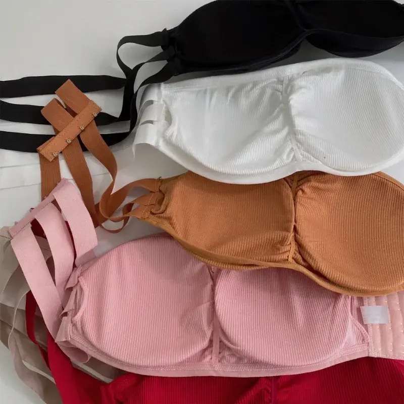 Women's Strapless Bra with Removable Pads Sexy Underwear Tube Top Girls Invisible One-piece Backless Lingerie Cropped Tanks