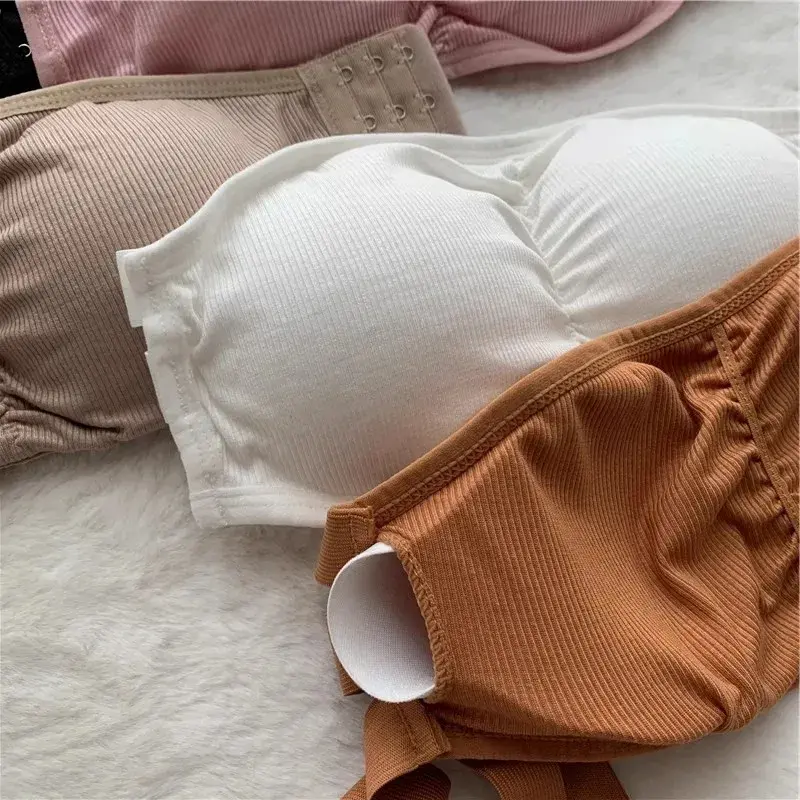 Women's Strapless Bra with Removable Pads Sexy Underwear Tube Top Girls Invisible One-piece Backless Lingerie Cropped Tanks