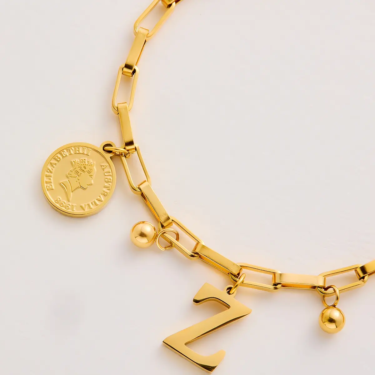 Gold Stainless Steel Bracelet Ladies Letter Pendant Hip Hop Adjustable Bracelet Women Round Chain Jewelry Accessories