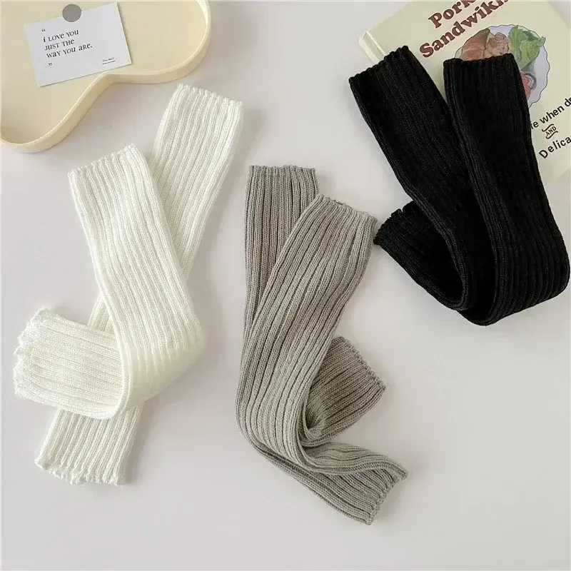 Y2K Women's Leg Warmers Japanese Lolita Long Socks Wool Knitted Foot Cover Arm Warmer Autumn Winter Crochet Heap Sock Boot Cuffs