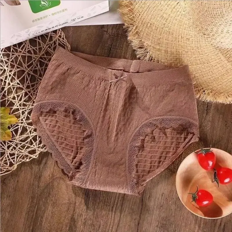 Women 's Cotton Underwear Student Butterfly Antibacterial Briefs Breathable Mid Waist Seamless Panties Type Rise Material