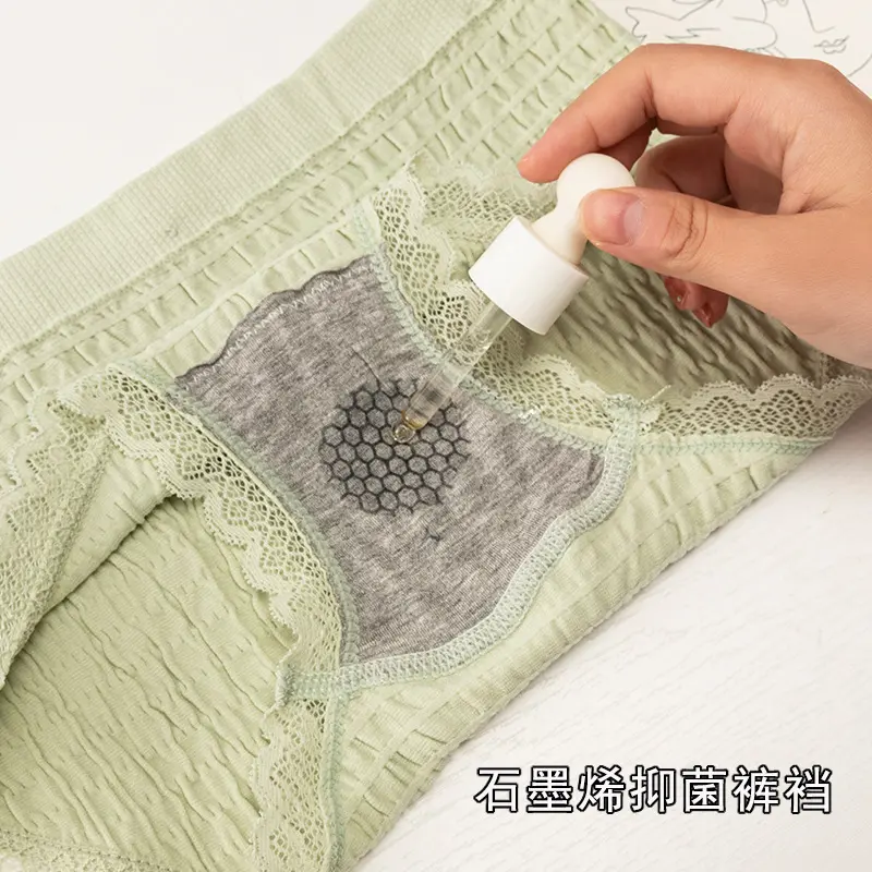 Women 's Cotton Underwear Student Butterfly Antibacterial Briefs Breathable Mid Waist Seamless Panties Type Rise Material