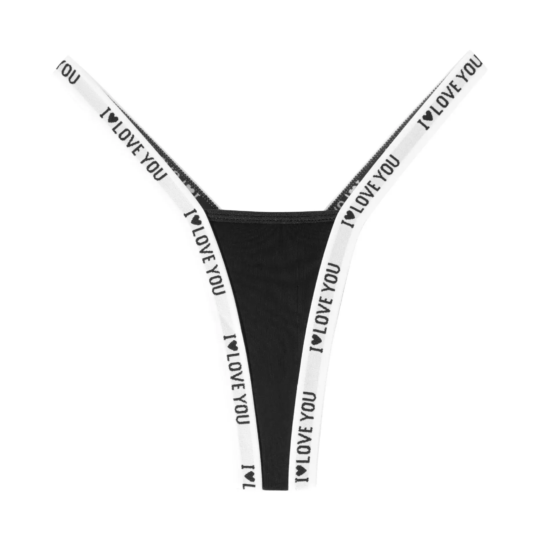 Sexy V Cut Panties Mid Waist Bikini Breathable Pouch Briefs Letter Print T Back Thongs Underwear for Women