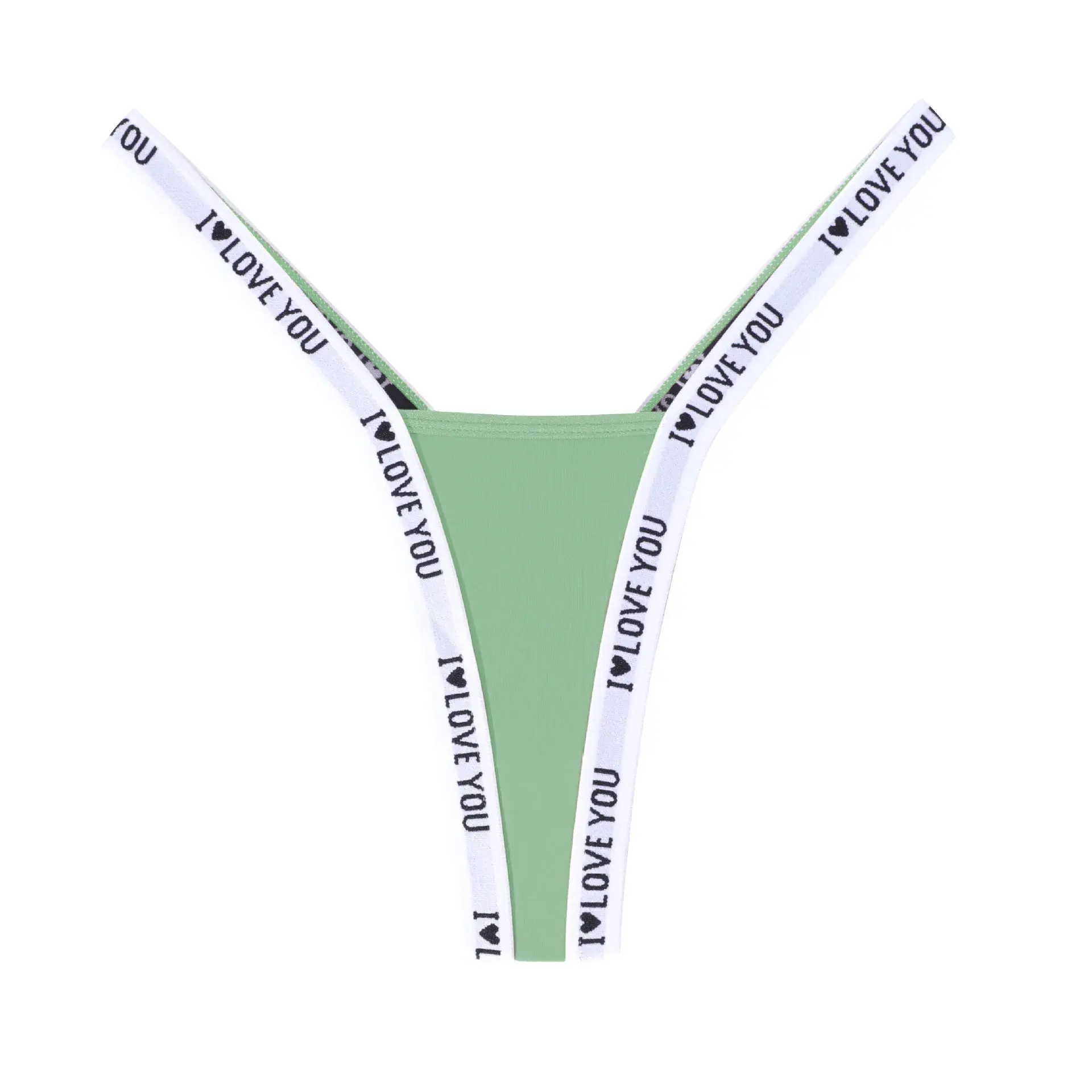 Sexy V Cut Panties Mid Waist Bikini Breathable Pouch Briefs Letter Print T Back Thongs Underwear for Women