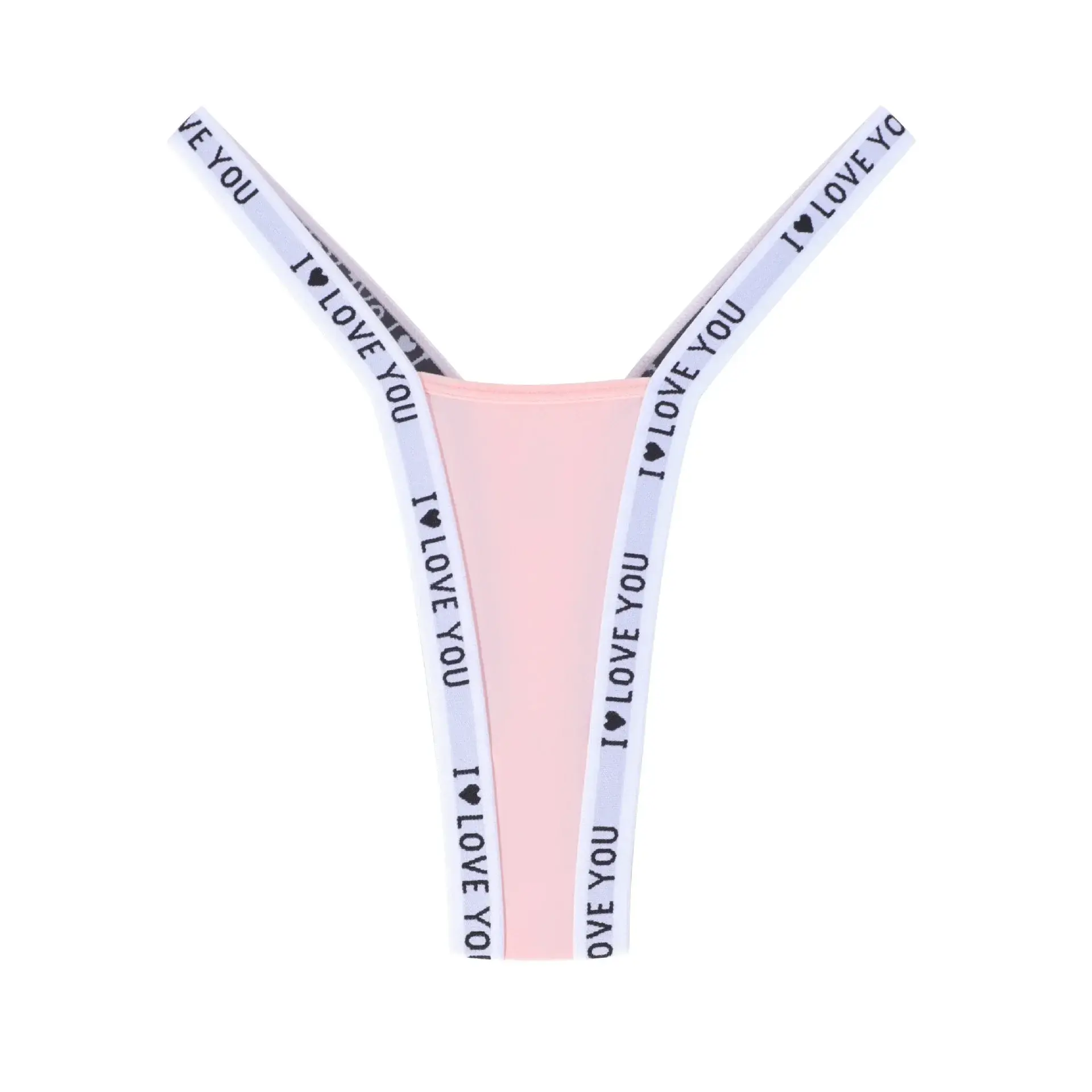 Sexy V Cut Panties Mid Waist Bikini Breathable Pouch Briefs Letter Print T Back Thongs Underwear for Women