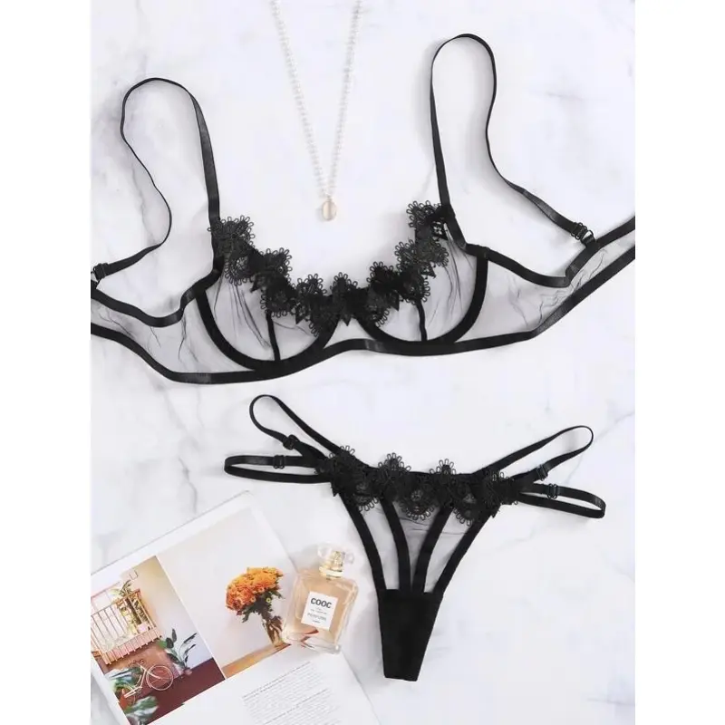 Women Lingerie Set 2 Piece Multi-style Lace Bra Set Women Floral Transparent Lace Bra Panty Lingerie Set Fashion Sexy Underwear