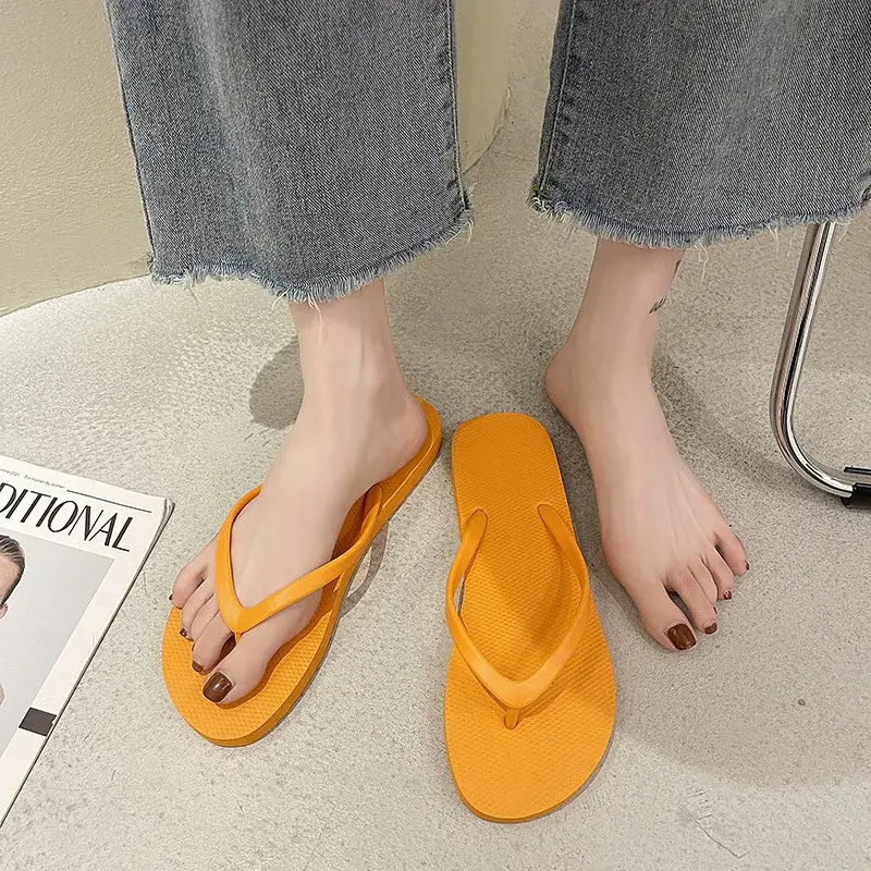 Women Summer Flip Flop Slippers Antiskid Bathroom Bathing Beach Beach Plywood Summer Cool Slippers Non-slip Breathable Fashion
