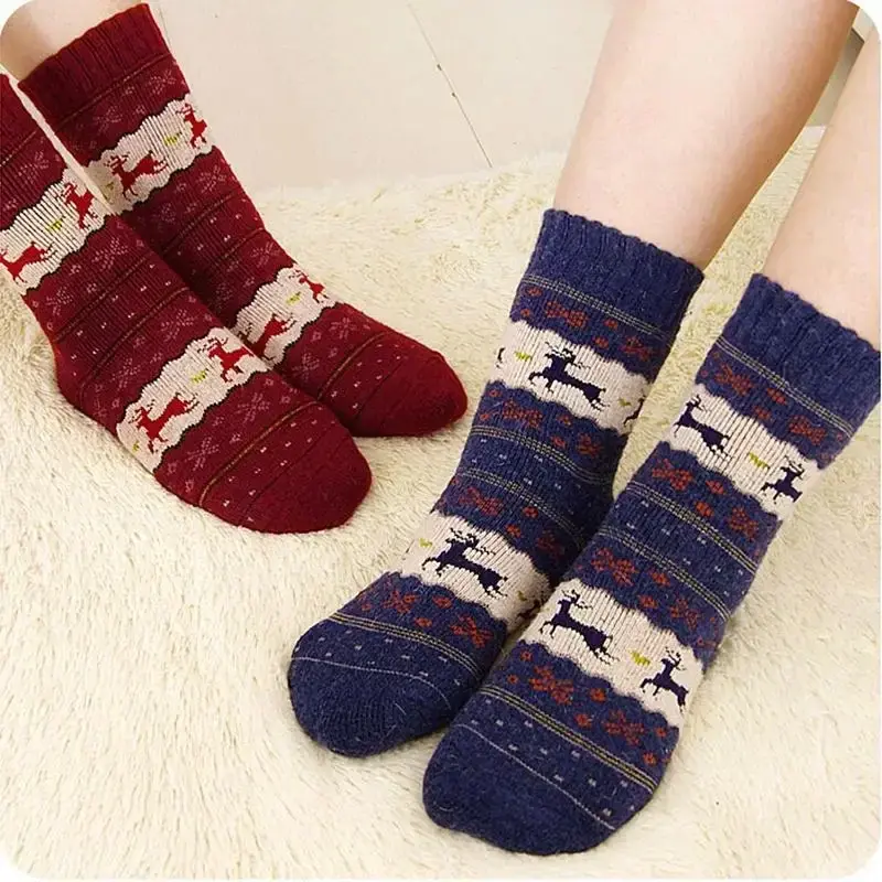 Warm Women Socks Striped 3D Socks Autumn Winter Style Christmas Winter Socks For Woman Female Happy Sock Calcetines Meias