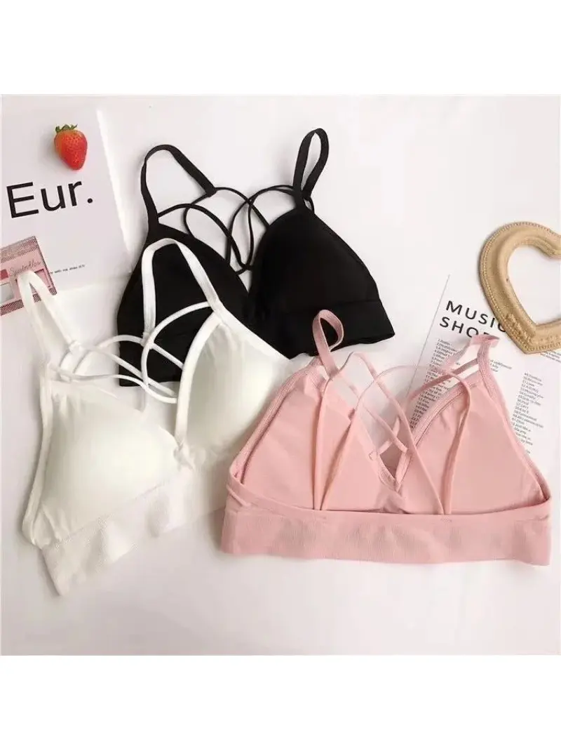 Summer Beautiful Back Wrapped Chest Anti-glare Gathered Bra Sports Student Girl Models Without Steel Ring Underwear