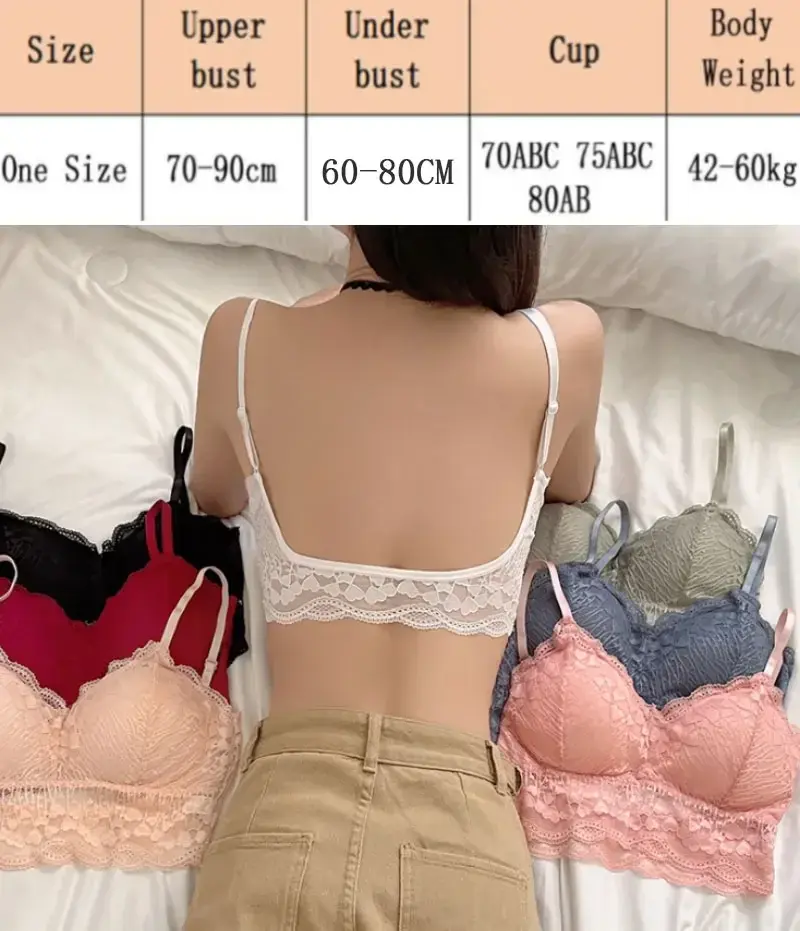 Open Back Bra Lace Bralette U Type Wirefree Boneless Brassiere Floral Women Top Backless Underwear Sexy Bras Sujetadores Mujer