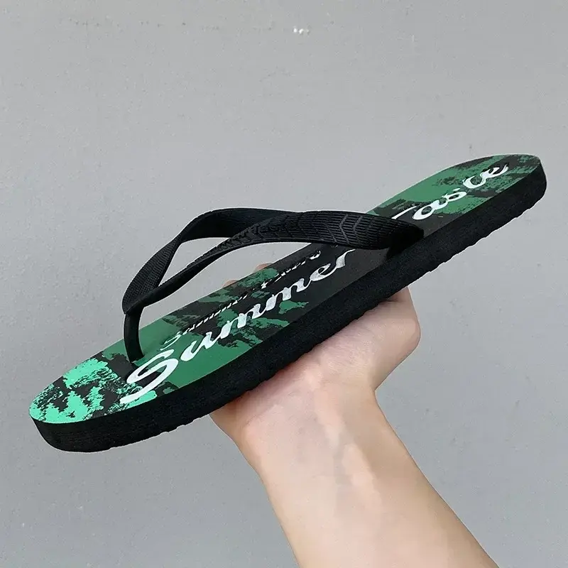 New Graffiti Flip Flops for Men in Summer Fashionable Outerwear for MenPersonalized Anti Slip Slippers for Beach PVC Mens Shoes