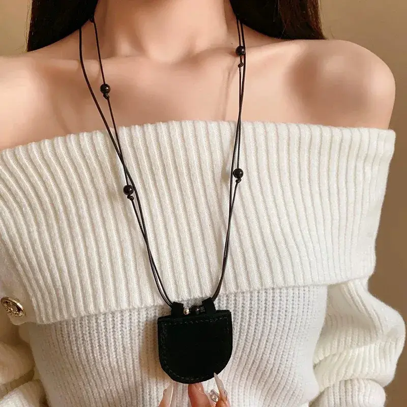 New Design Cute Leather Small Bag Pendant Necklace for Women Girl Gifts Fashion Trend Rope Chain Modern Jewelry Accessories