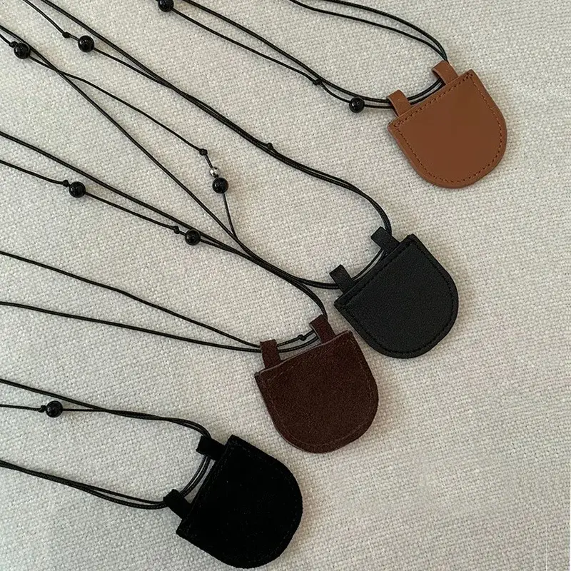 New Design Cute Leather Small Bag Pendant Necklace for Women Girl Gifts Fashion Trend Rope Chain Modern Jewelry Accessories