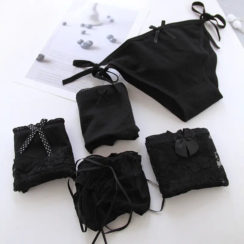 L-XL Black Panties Women's Underwear Sexy Lace Underpants Girls' Comfort Briefs Mid Waist Seamless Underpants Female Lingerie