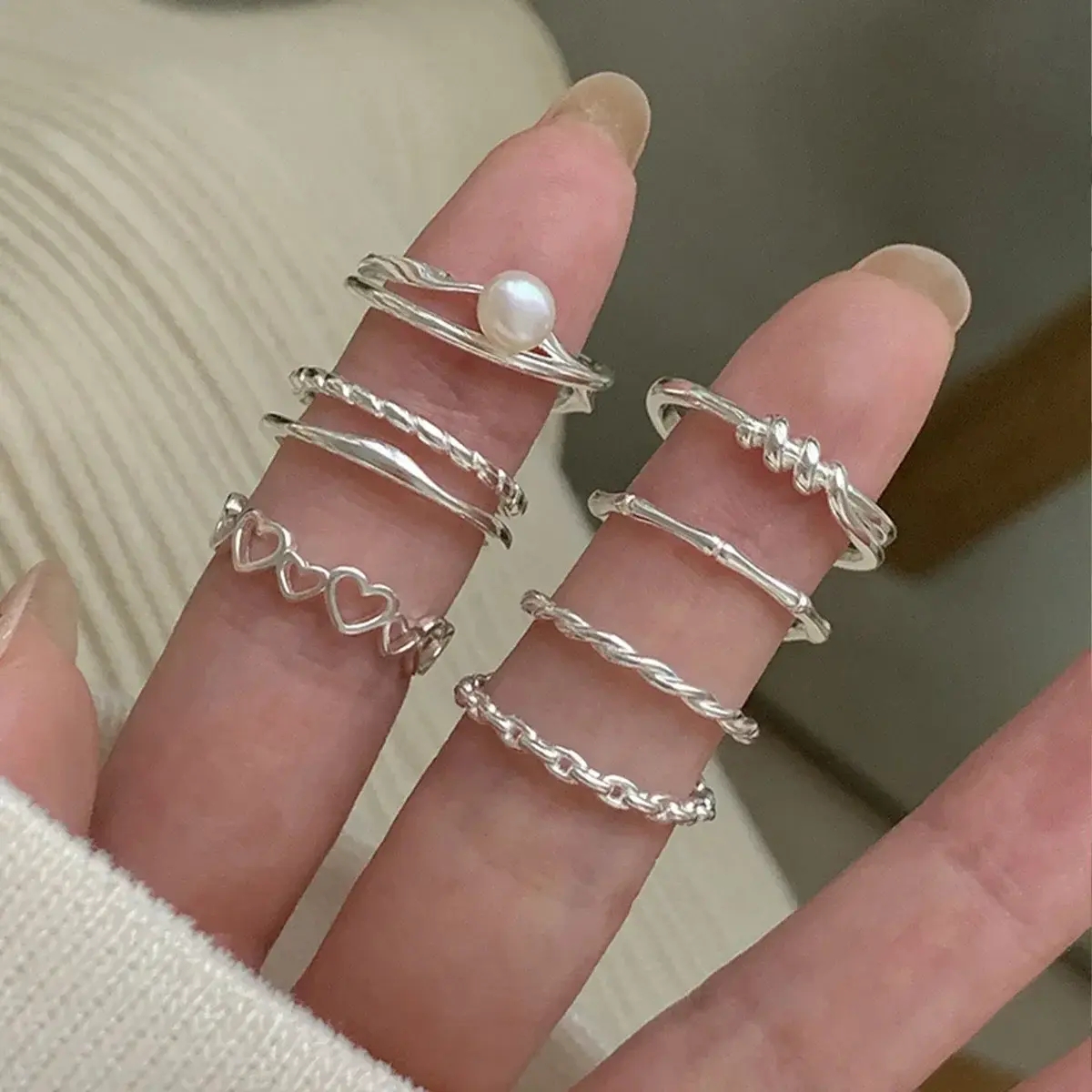 Pearl Rings for Women Niche Design High-end Index Finger Ring Ins Fashion Minimalist Temperament Personalized Party Jewelry Y2k
