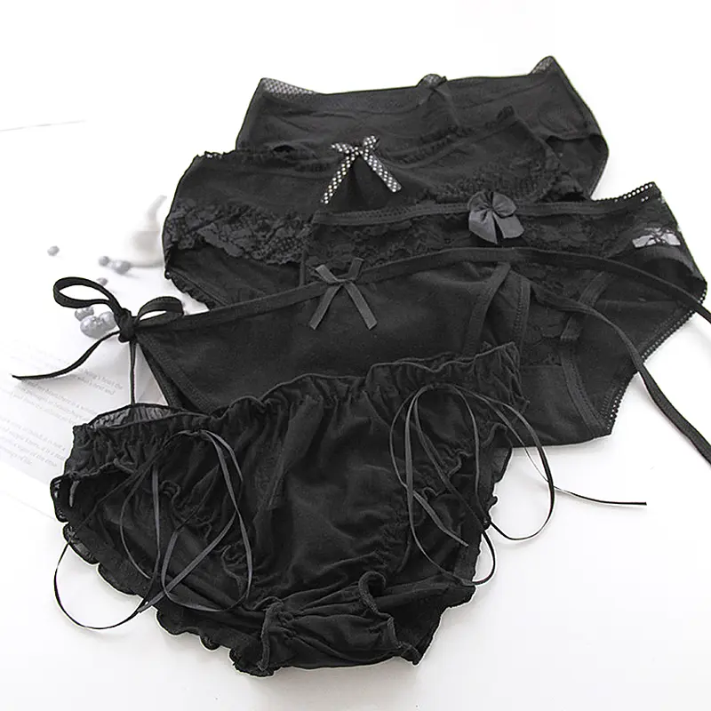L-XL Black Panties Women's Underwear Sexy Lace Underpants Girls' Comfort Briefs Mid Waist Seamless Underpants Female Lingerie