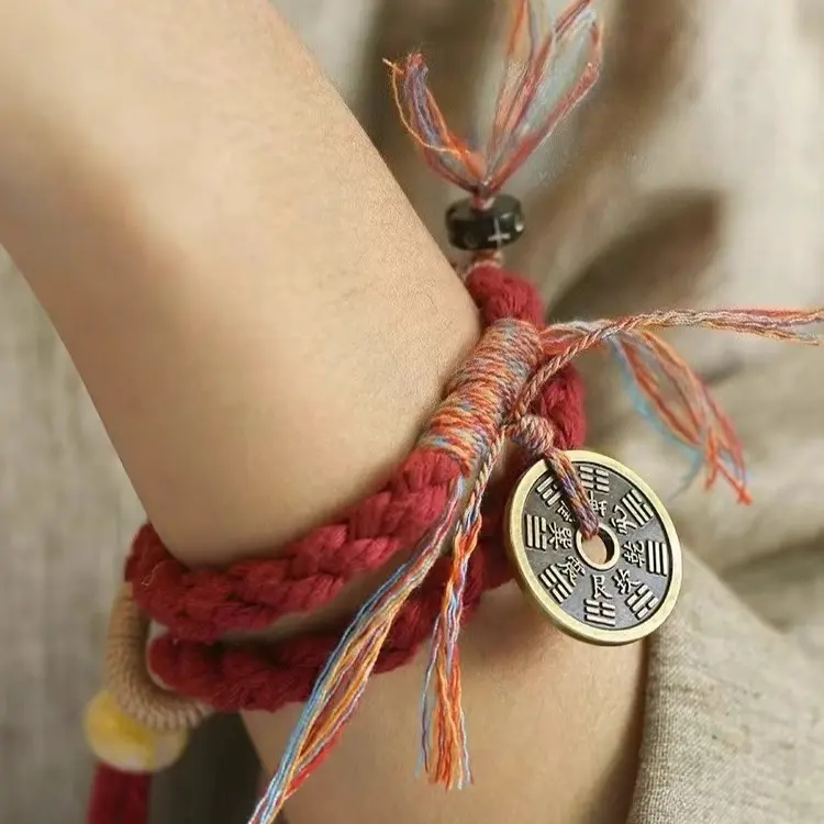 Chinese Mountain Ghost Spend Money Bracelet National Wind Tibetan Hand Woven CoupleLucky Red Bracelets Bang Rope Bangles