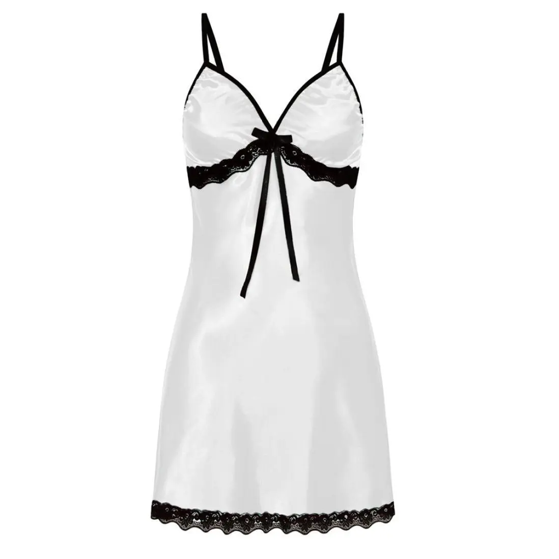 Sexy Sleepwear Women Lace Silk Satin Night Dress Sleeveless Nighties V-neck Nightgown Plus Size 2XL Nightdress Summer Nightwear