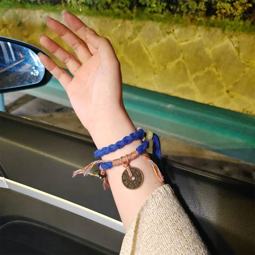 Chinese Mountain Ghost Spend Money Bracelet National Wind Tibetan Hand Woven CoupleLucky Red Bracelets Bang Rope Bangles