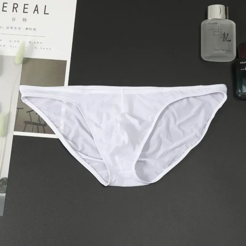 New Men's U Convex Pouch Underwear Briefs Seamless Sexy Low-waist Panties Ice Silk Underwear Men's Transparent Briefs