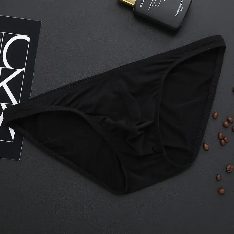 New Men's U Convex Pouch Underwear Briefs Seamless Sexy Low-waist Panties Ice Silk Underwear Men's Transparent Briefs