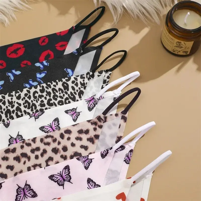 Leopard Print Briefs Ice Silk Underwear for Women Panties Low Waist Brazilian Pants Sexy Breathable Seamless Thong