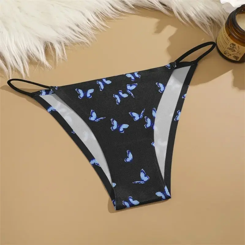 Leopard Print Briefs Ice Silk Underwear for Women Panties Low Waist Brazilian Pants Sexy Breathable Seamless Thong