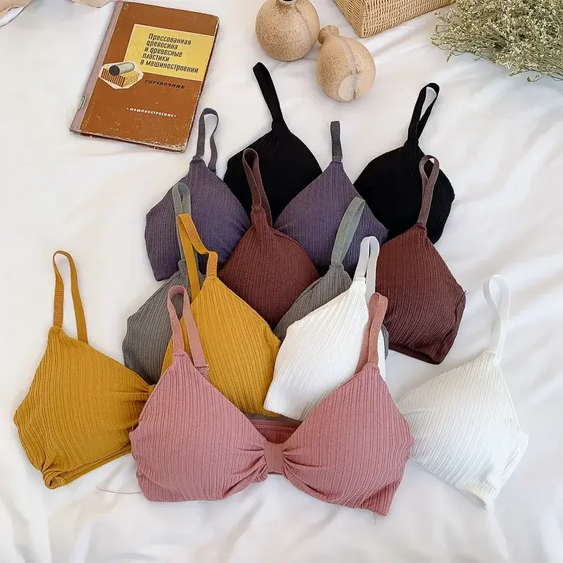 Wire Free Bras for Women Sexy Lingerie Push Up Bra Cotton Brassiere Comfort Padded Bra Top Female Bralette Seamless Underwear