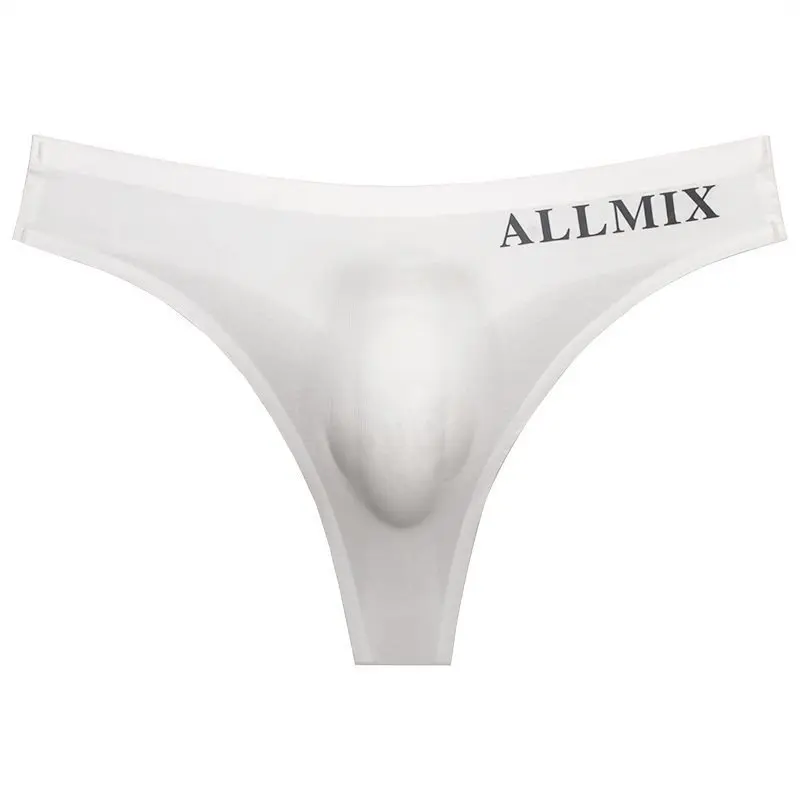 Sexy Transparent Underwear Men Sports Letter Thin Hip Panties G-Strings Ice Silk Low Waist Seamless Thongs