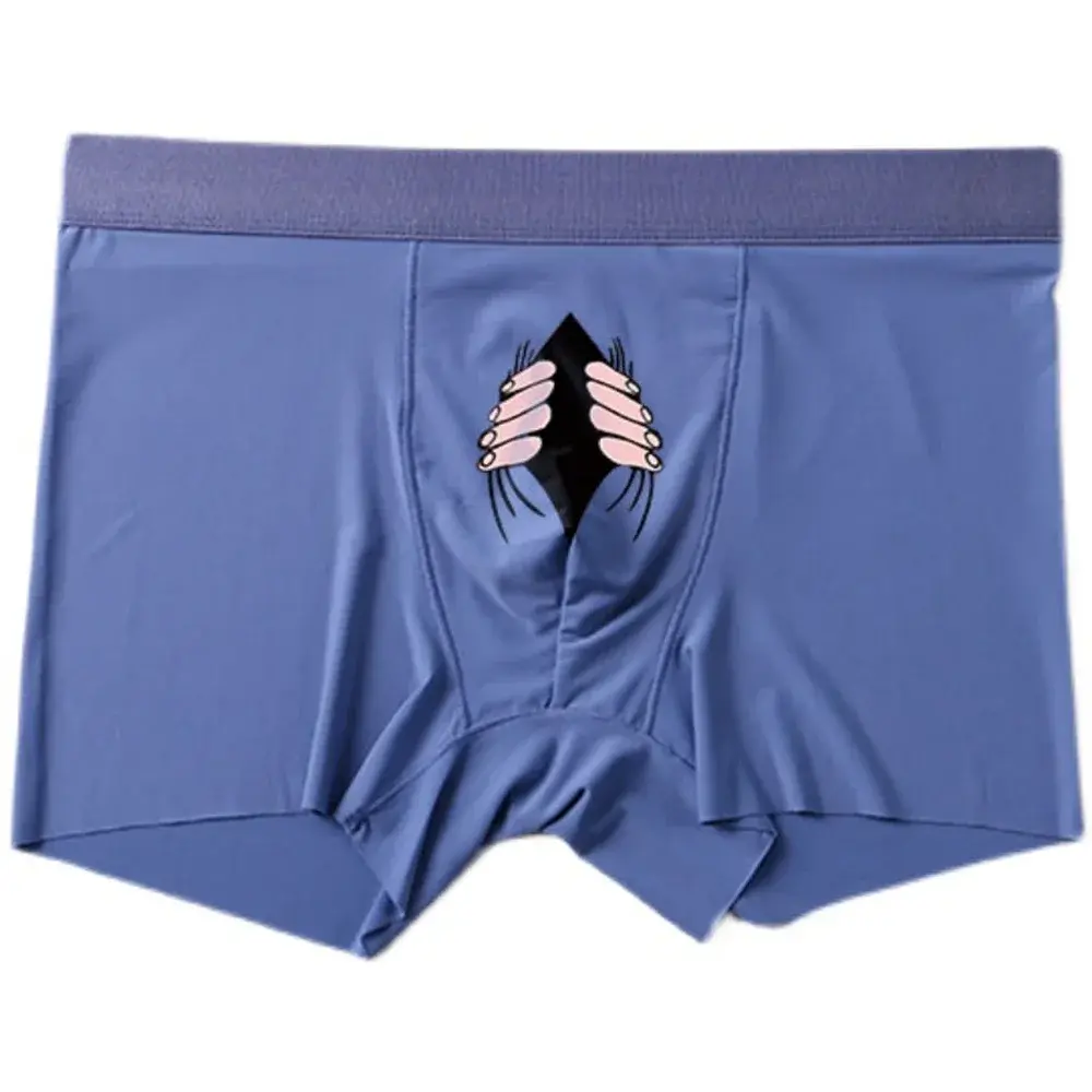 Men Silk Underwear Cartoon Boxer Briefs Mens Ultra Thin Cartoon Boxer Shorts Soft Panties Creative Funny Underpant Male Panties