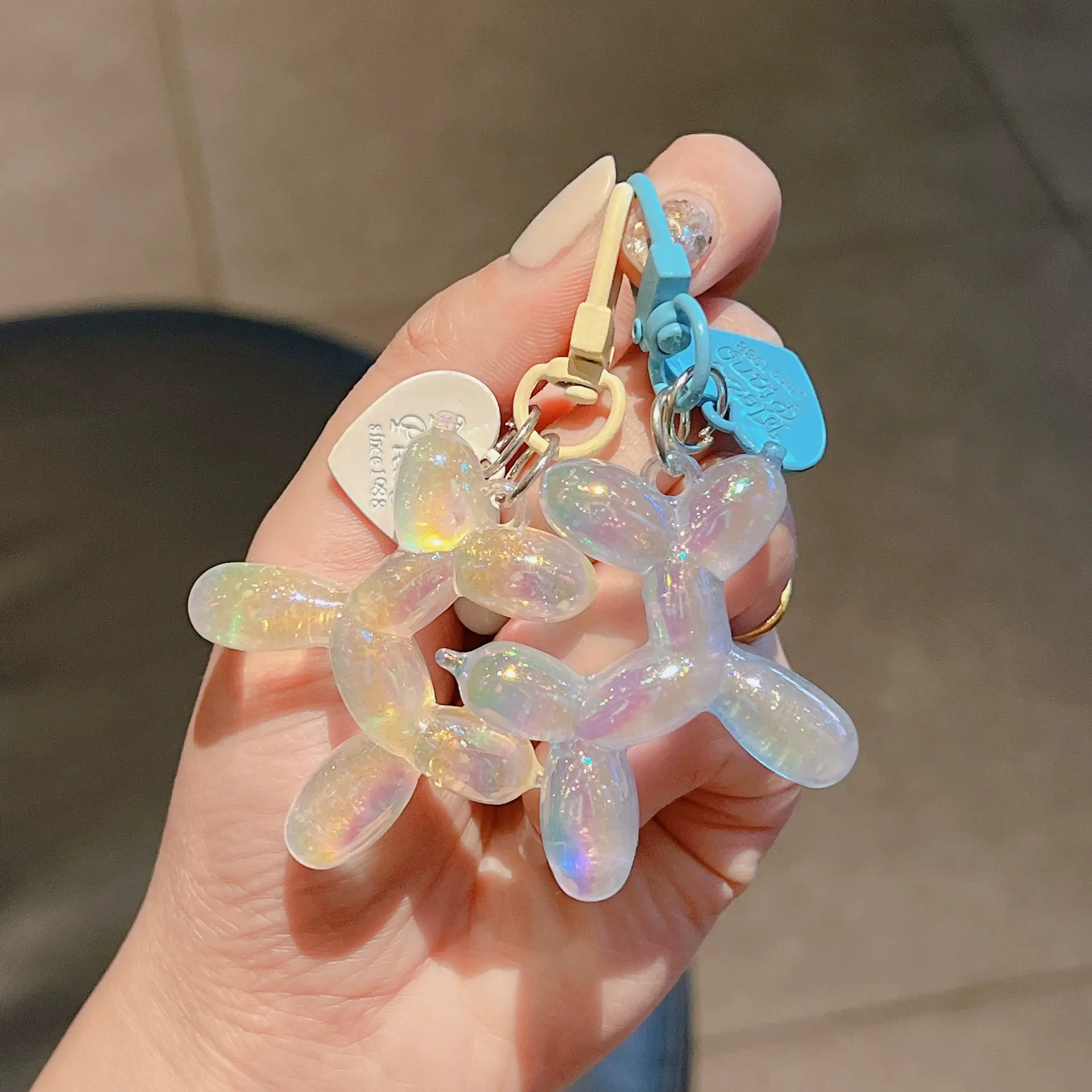 5 Colors Fashion Keychain Punk Jelly Balloon Dog Keychains for Women Bag Pendant Jewelry Trinket Girl's Car Key Ring Key Chain